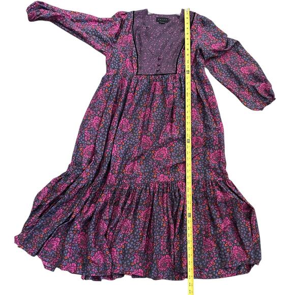 HATCH Maternity Purple Black Long Sleeve Floral The Addison Dress Size 0 - Picture 4 of 8